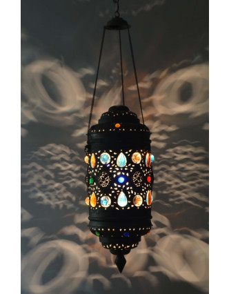 Antik lampa v orientálním stylu s barevnými kameny, ruční práce, cca 20x50cm