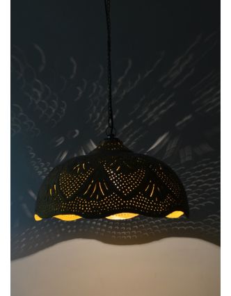 Mosazná lampa v orientálním stylu s jemným tepaným vzorem, zlato-žlutá, 20x38cm