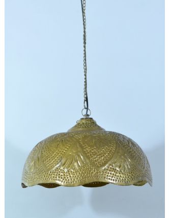 Mosazná lampa v orientálním stylu s jemným tepaným vzorem, zlato-žlutá, 20x38cm