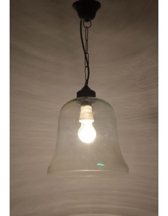 Skleněná závěsná lampa, čiré sklo, 25x27cm