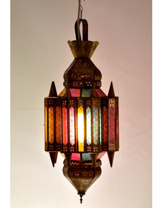 Arabská lampa, multibarevná, mosaz, sklo, ruční práce, cca 28x65cm
