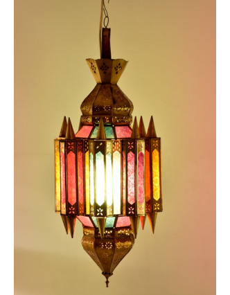 Arabská lampa, multibarevná, mosaz, sklo, ruční práce, cca 28x65cm