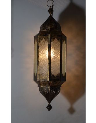 Arabská lampa, mosaz, ruční práce, tmavá patina, 88x26cm