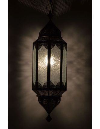 Arabská lampa, mosaz, ruční práce, tmavá patina, 88x26cm