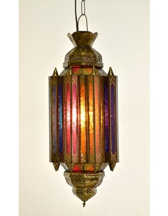 Arabská lampa, multibarevná, mosaz, sklo, ruční práce, 24x24x58cm