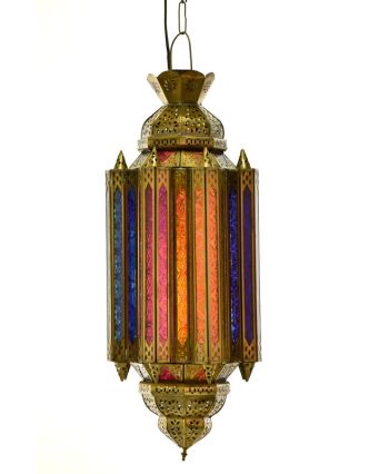 Arabská lampa, multibarevná, mosaz, sklo, ruční práce, 24x24x58cm