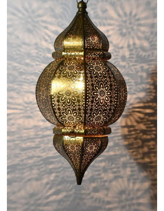 Mosazná orientální lampa, tmavě zlatá, ruční práce, 30 x 63cm