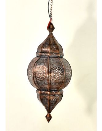Mosazná lampa v orientálním stylu s jemným vzorem, měděná barva, 22x52cm