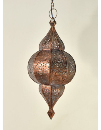 Mosazná lampa v orientálním stylu s jemným vzorem, měděná, vnitřek bílý, 19x40cm