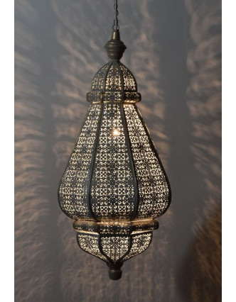 Mosazná orientální lampa, zlatá a bílý vnitřek, ruční práce, 30x60cm