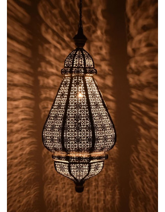 Mosazná orientální lampa, zlatá a bílý vnitřek, ruční práce, 30x60cm