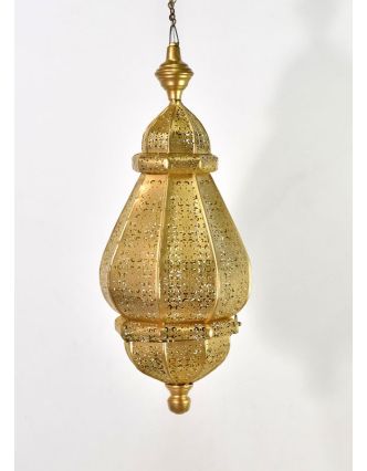 Mosazná orientální lampa, zlatá a žlutý vnitřek, ruční práce, 30x60cm