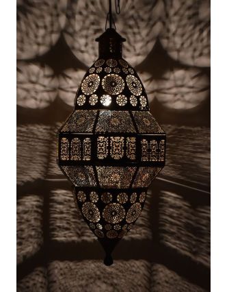 Mosazná orientální lampa, zlatá, ruční práce, 38x60cm