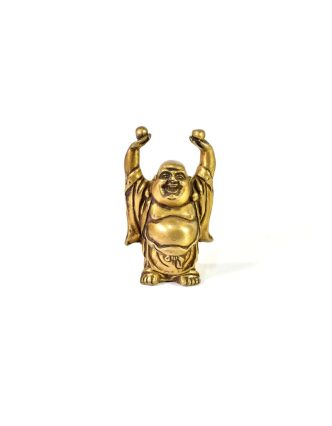 Socha smějící se Buddha, mosaz, 12cm