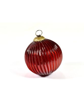 Skleněná vánoční ozdoba, tvar koule, červená, 11x11cm