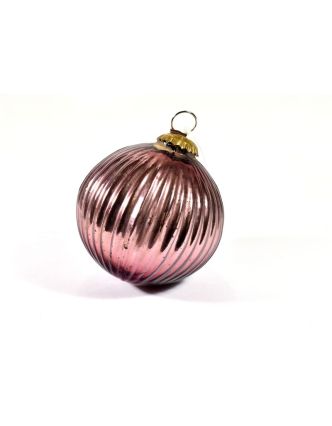 Skleněná vánoční ozdoba, tvar koule, vínová, 11x11cm