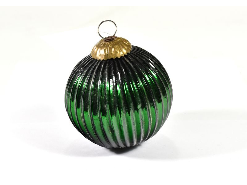 Skleněná vánoční ozdoba, tvar koule, zelená, 11x11cm