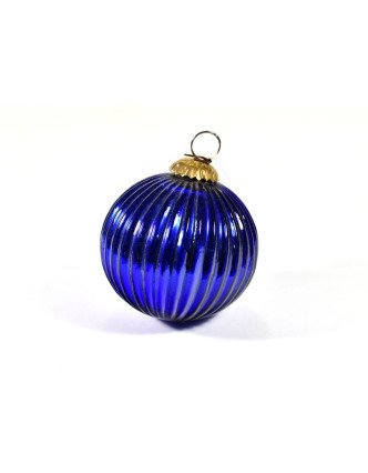 Skleněná vánoční ozdoba, tvar koule, modrá, 11x11cm