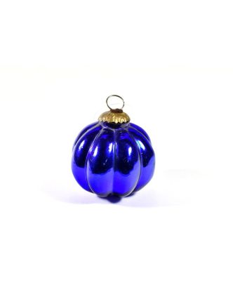 Skleněná vánoční ozdoba, tvar dýně, modrá, 8x8cm