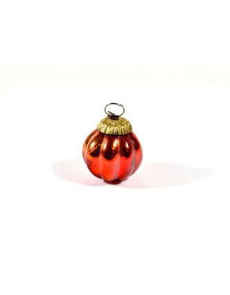 Skleněná vánoční ozdoba, tvar dýně, oranžová,  6x6cm
