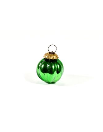 Skleněná vánoční ozdoba, tvar dýně, zelená,  6x6cm