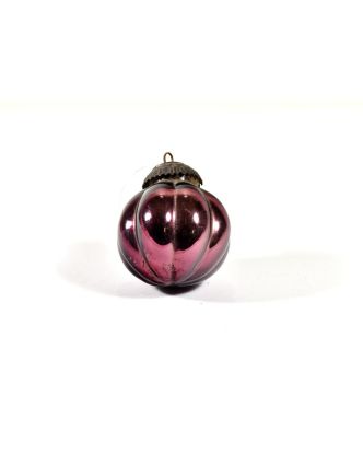Skleněná vánoční ozdoba, tvar dýně, vínová, 6x6cm
