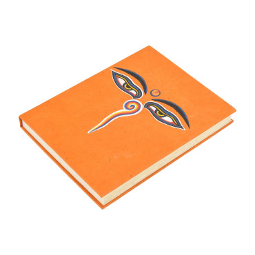 Notes, "Buddhovy oči", ruční rýžový papír 13x17x2cm, 45 listů, oranžový