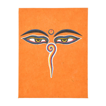 Notes, "Buddhovy oči", ruční rýžový papír 13x17x2cm, 45 listů, oranžový