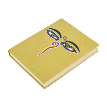 Notes, "Buddhovy oči", ruční rýžový papír 13x17x2cm, 45 listů, zlatobéžový