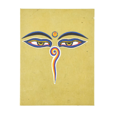 Notes, "Buddhovy oči", ruční rýžový papír 13x17x2cm, 45 listů, zlatobéžový
