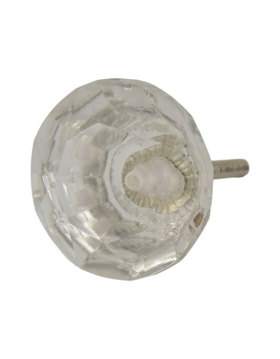 Skleněná úchytka na šuplík, průměr 4cm, kovový závit 4,5cm dlouhý