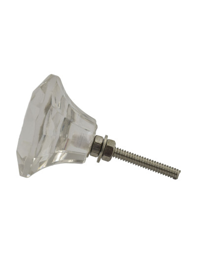 Skleněná úchytka na šuplík, průměr 4cm, kovový závit 4,5cm dlouhý