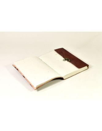 Notes, kožený obal, rýžový papír, vázání, cca 25x18cm