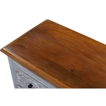 Komoda z mangového dřeva s ručně vyřezávanými šuplíky, 117x42x92cm