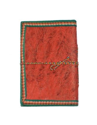 Zdobený notes se Šivou, Parvati a Ganeshou, červený, rýžový papír, vázání,15x9,5