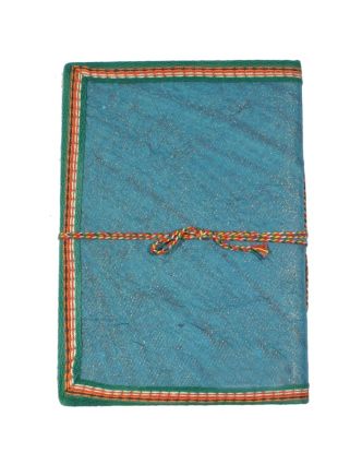 Zdobený notes se Šivou, Parvati a Ganeshou, tyrkys., rýžový papír, 19,5x14,5cm