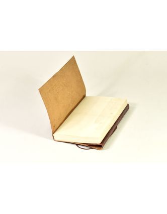 Notes v kožené vazbě se sluncem, ruční papír, 13x22cm