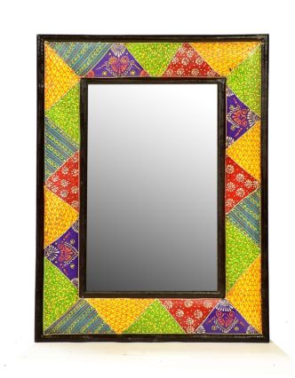 Zrcadlo v barevném rámu, ručně malované, 45x60x1cm