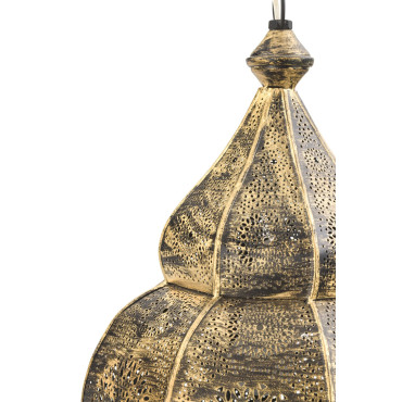 Lampa v orientálním stylu s jemným vzorem, zlato-černá, uvnitř černá, 25x25x50cm