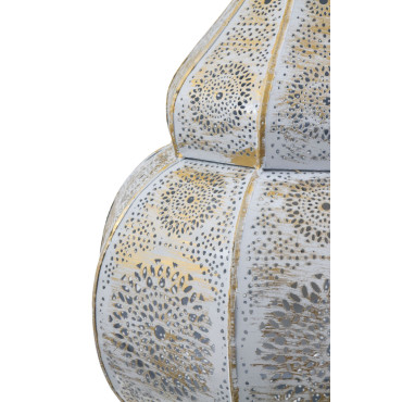 Lampa v orientálním stylu s jemným vzorem, zlato-bílá, uvnitř bílá, 25x25x50cm