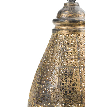 Kovová lampa v orientálním stylu, černo-zlatá, uvnitř zlatá, 18x18x50cm