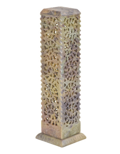 Kamenný ručně vyřezávaný stojánek na vonné tyčinky, 8x8x29cm