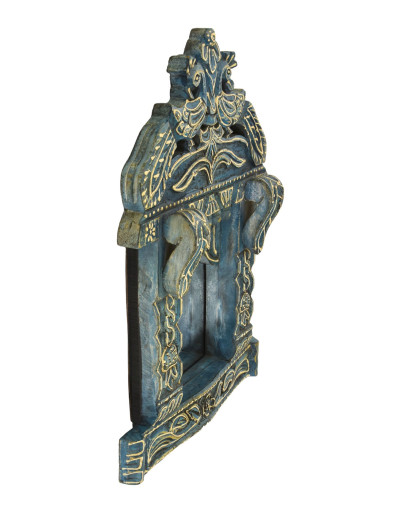 Zrcadlo v rámu z teakového dřeva, ruční řezby, 31x10x43cm