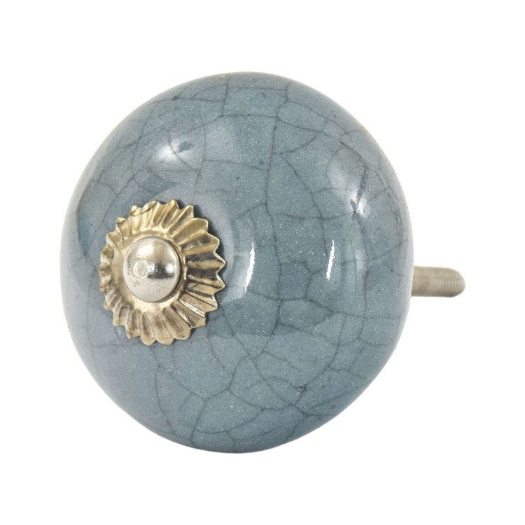 Malovaná porcelánová úchytka na šuplík, šedá