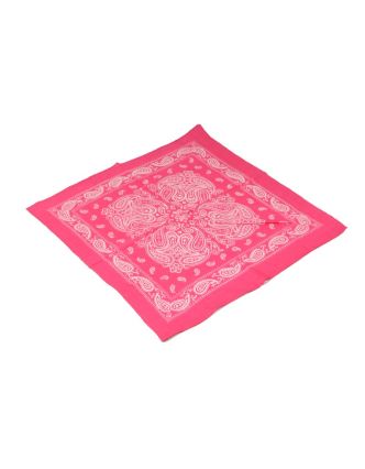 Šátek s paisley potiskem, růžový, 50x50cm