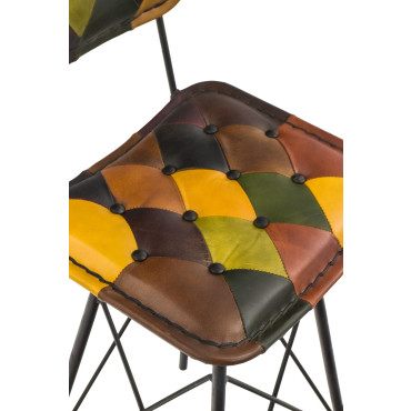 Barová stolička s opěrátkem, kůže, 45x45x115cm