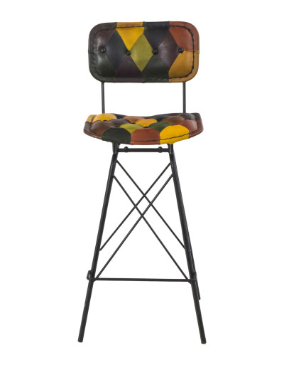 Barová stolička s opěrátkem, kůže, 45x45x115cm