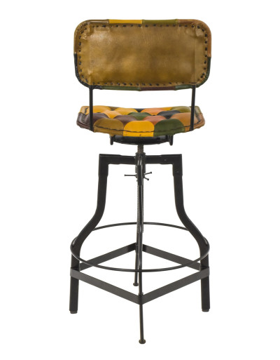 Barová stolička s opěrátkem, kůže, polohovací, 52x52x108cm