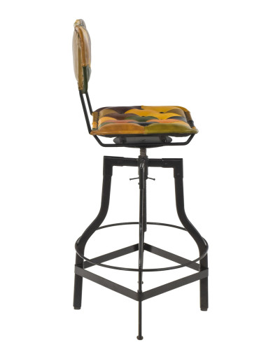Barová stolička s opěrátkem, kůže, polohovací, 52x52x108cm