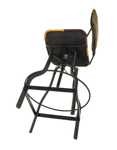 Barová stolička s opěrátkem, kůže, polohovací, 52x52x108cm